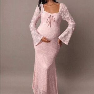 Maternity Lace Long Sleeve Dress